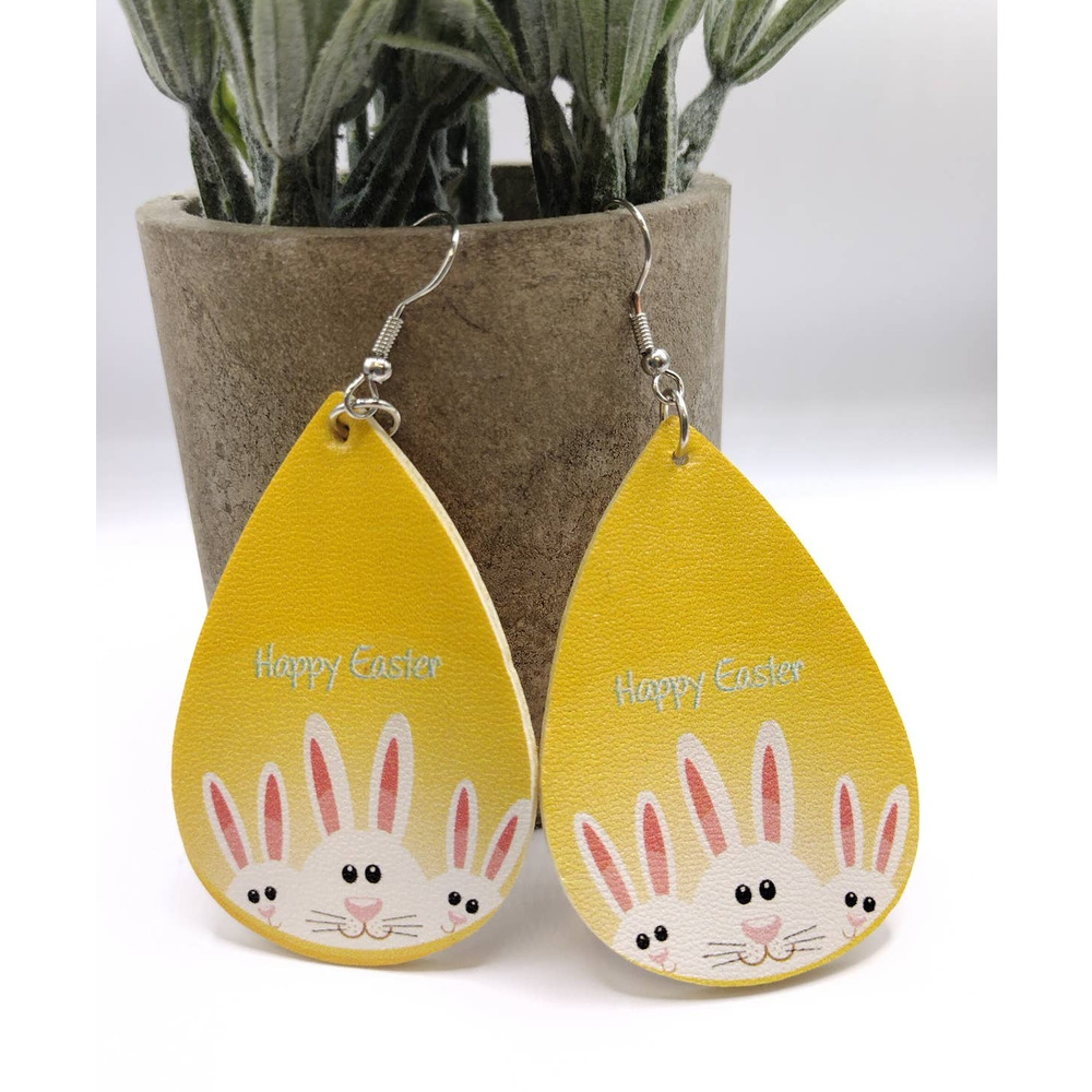 Yellow Bunny Rabbit Easter Dangle Earrings